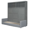 Queen Size Murphy Bed Wall Bed With Sofa,Gray Queen Gray Mdf Lvl