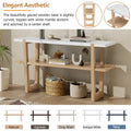 Retro Elegant Console Table With Marble Effect Top And Versatile Storage Solutions For Entryway And Living Room Natural Natural Solid Wood Mdf