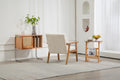 Leisure Chair With Solid Wood Armrest And Feet, Leisure Chair, Wood Frame, Velvet, L, Solid Rubber Wood Legs, Mid Century Modern Accent Chair, For Living Room Bedroom Studio Chair Beige Corduroy