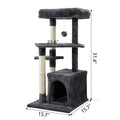 Double Level Cat Tree Stand House Furniture Kittens Activity Tower Posts Kitty Pet Play House Dark Gray Dark Gray Particle Board