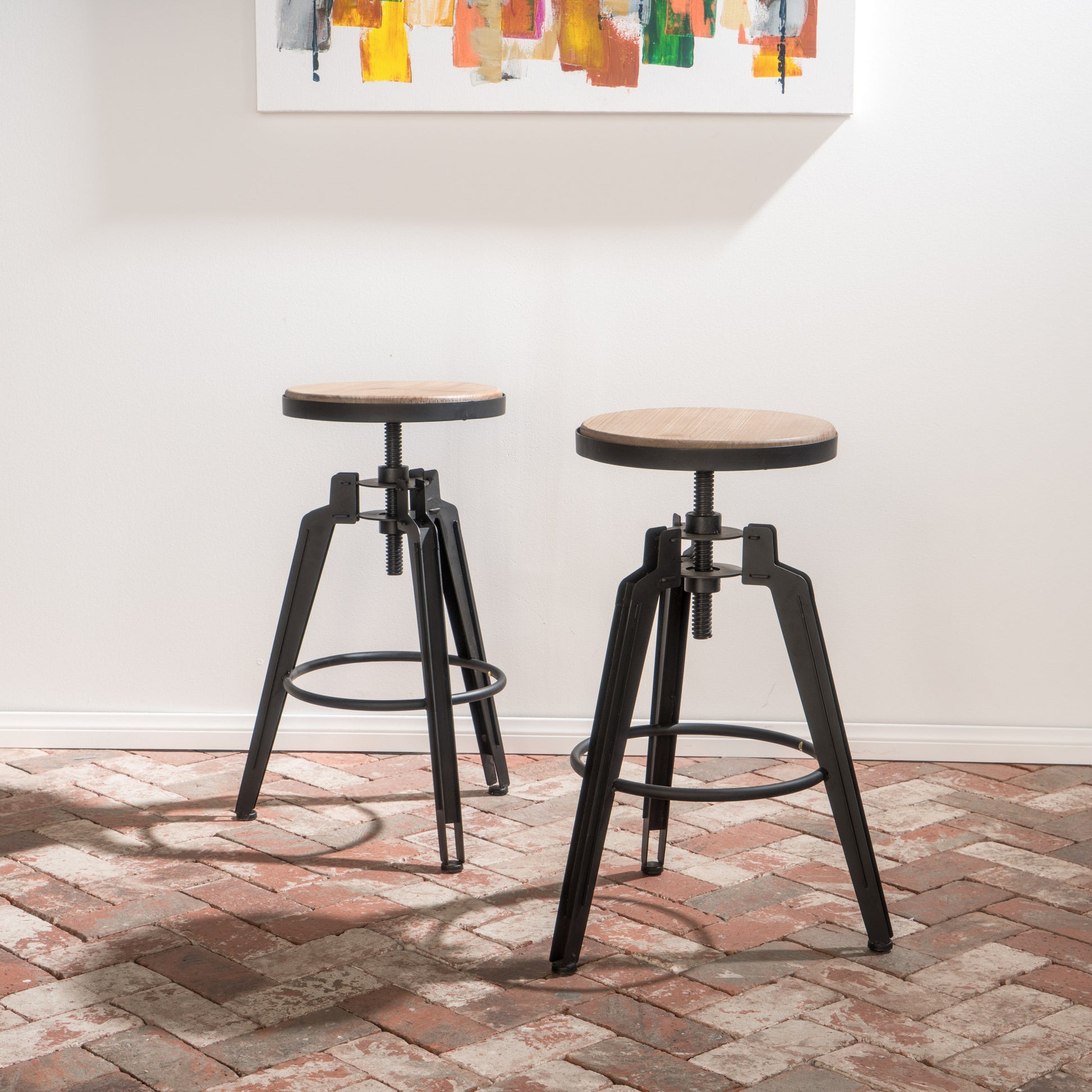 Swivel Barstool Set Of 2 Natural Solid Wood