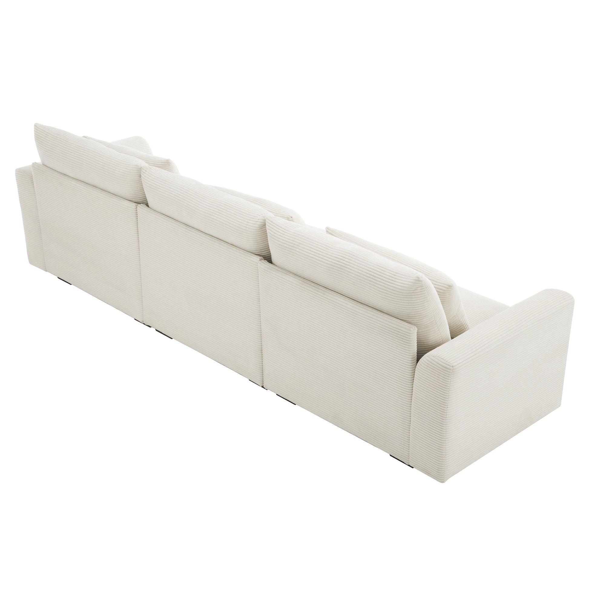 3 Seater Deep Seat Couches For Living Room, Wide And Deep Seat Comfy Living Roo Sofas With 3 Waist Pillows, Beige Corduroy Beige Corduroy 3 Seat