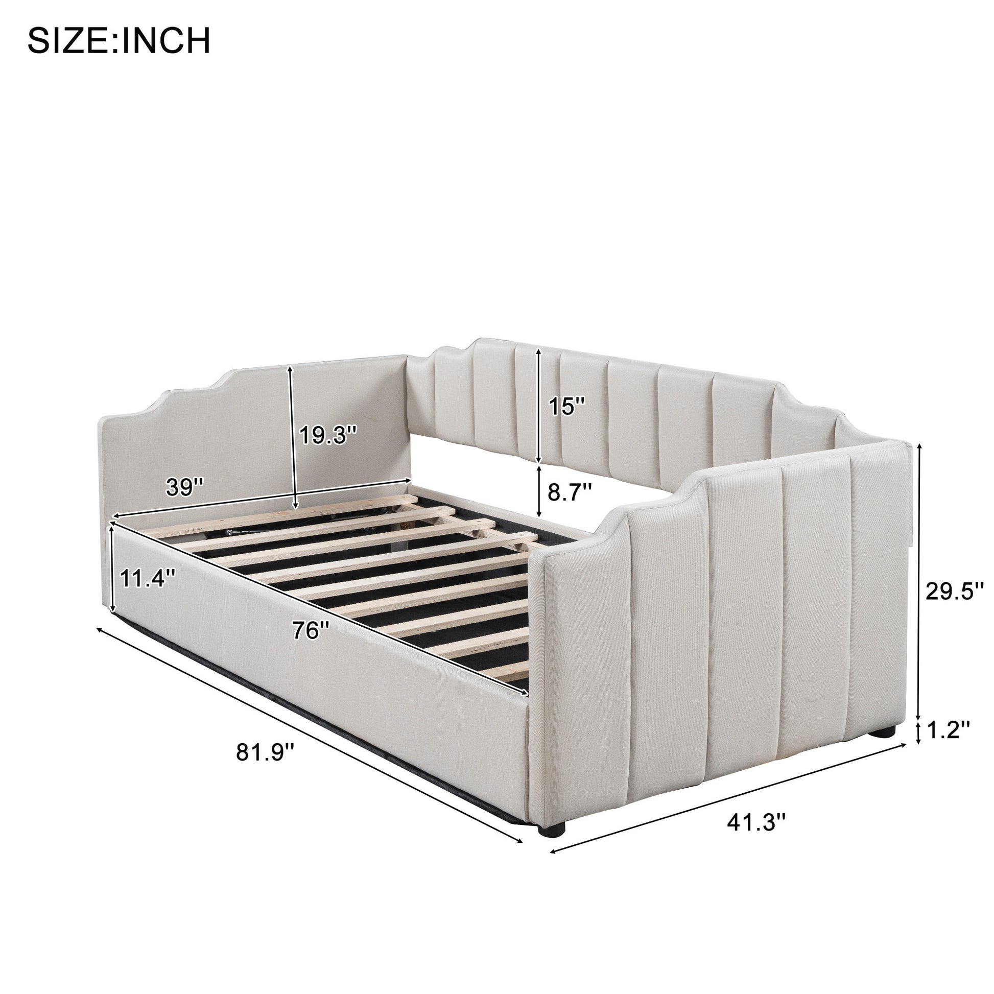 Upholstered Daybed With Underneath Storage,Twin Size, White Twin White Upholstered