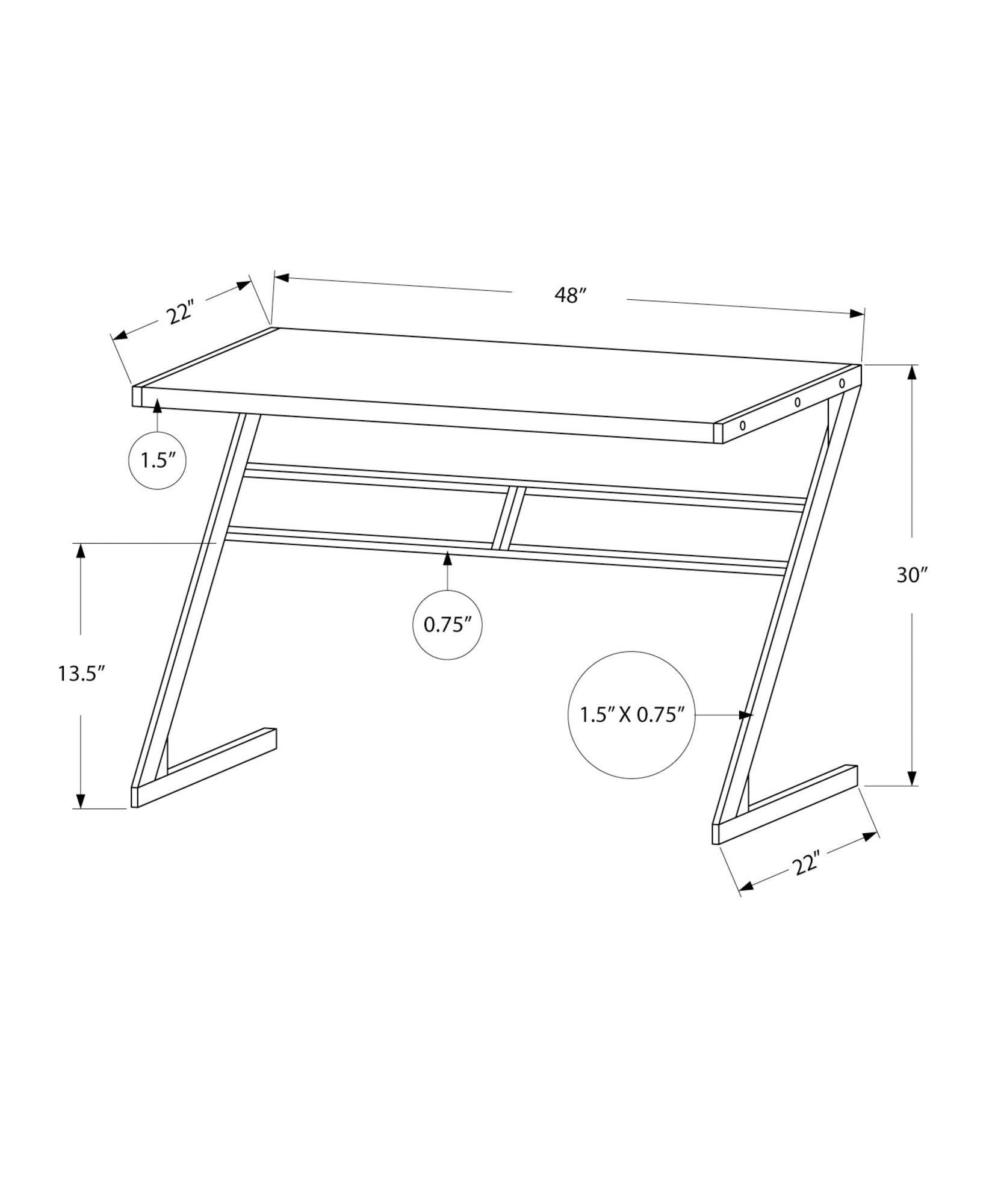 Computer Desk, Home Office, Laptop, 48"L, Work, Brown Laminate, Black Metal, Contemporary, Modern Taupe Mdf