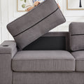 86.5 Inch Sofa Couch Deep Seat Sofa With Two Storage Spaces, T Pyce Charging Portsusb Charging Ports & 2 Cup ,Corduroy 3 Seater Couch, Modern Sofas For Living Room Grey Foam Corduroy 3 Seat