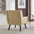 Modern Soft Leather Material Ergonomics Accent Chair Living Room Chair Bedroom Chair Home Chair With Black Legs For Indoor Home Khaki Pu Khaki Foam Upholstered