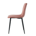 Interior Pink Velvet Dining Chair, Modern Kitchen Dining Chair With Cushion Back, Upholstered Side Chair With Black Coated Metal Legs, Family Kitchen Dining And Living Room Set Of 4 Metal Pink Velvet