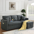 Sectional Sofa Bed L Shaped Sofa Couch Bed With Usb Port, Reversible Sofa Couch Sleeper With Pull Out Bed, Chaise With Storage, Pull Out Couch For Living Room Gray Velvet 3 Seat