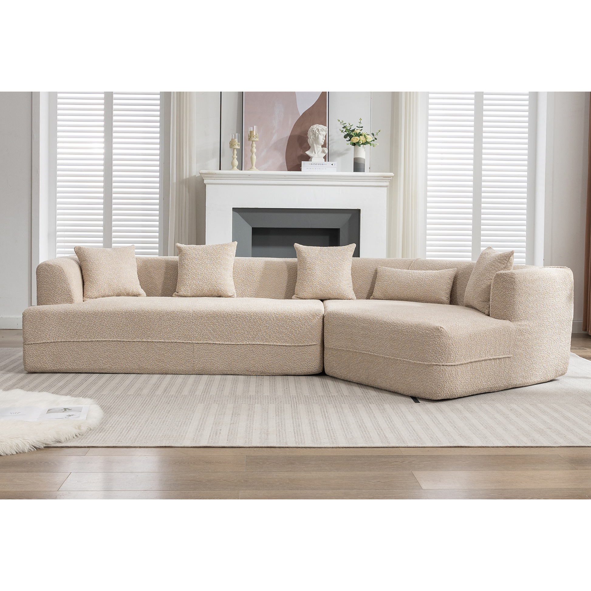 And Upgraded Extended Edition Modular Sofamodern Minimalist Style Sofa, Upholsteredfree Combination, Round Fiber Fabric, Anti Wrinkle Fabric,Dimension Extension,Brown Light Brown Polyester Primary