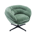 Comfy Chenille Upholstered 360 Swivel Club Chair Accent Chair With Removable Cushion, Round Office Chair With Black Metal Base, Cotton Material, Living Room, Bedroom, Reading Corner, Office Green