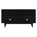 Modern 4 Door Sideboard With Convex Pattern Doors And 2 Silver Handle For Living Room, Dining Room, Kitchen Black Black Mdf