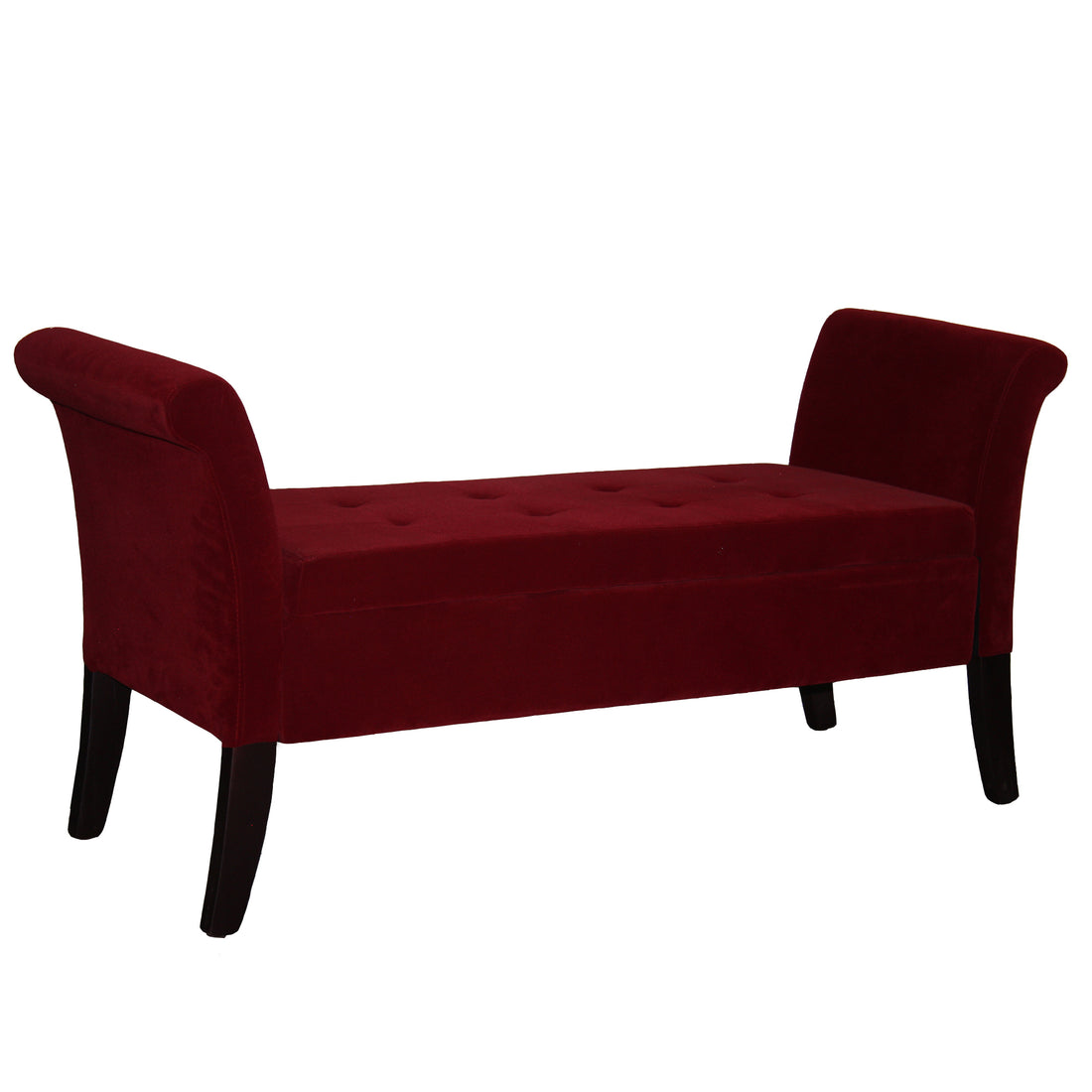 26" Tall Storage Bench, Red Red Fabric Metal