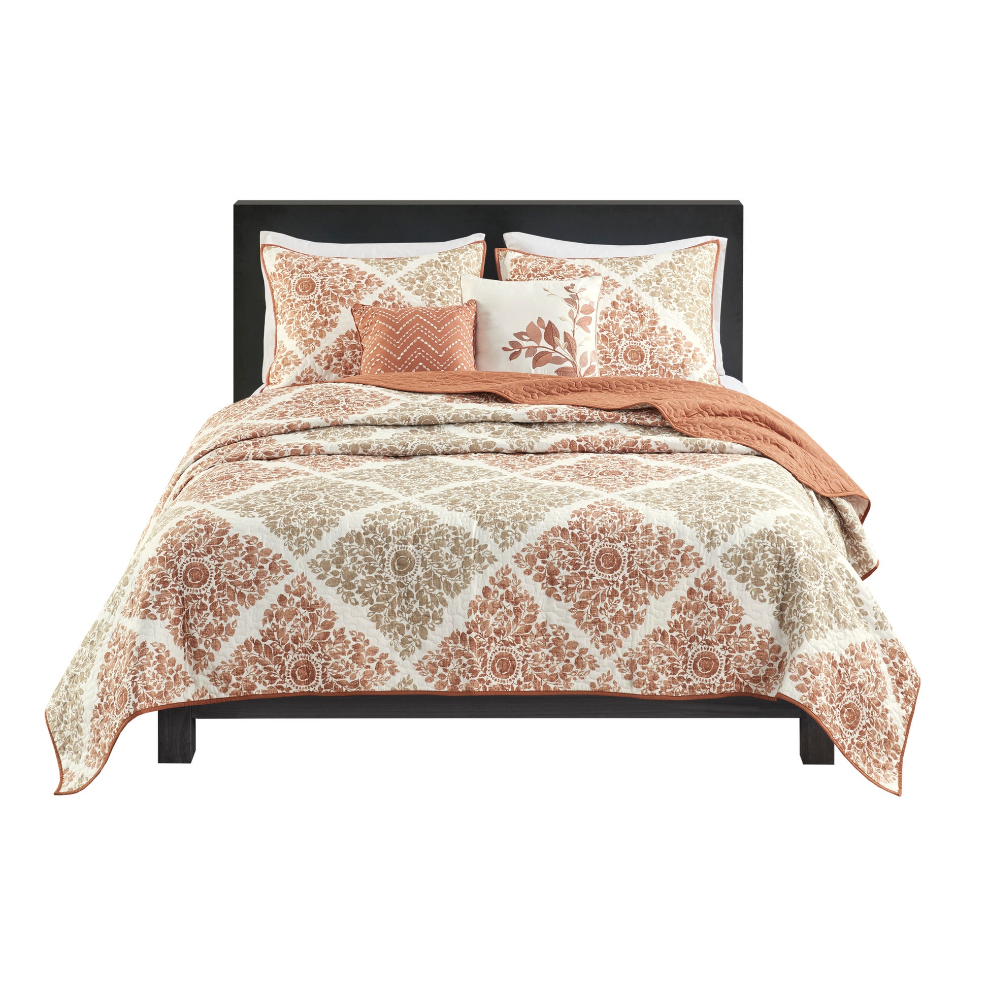 6 Piece Printed Quilt Set With Throw Pillows Multi King Cal King King Multi Cotton