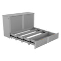 Queen Size Murphy Bed Wall Bed With Drawer And A Set Of Sockets & Usb Ports, Pulley Structure Design, Gray Queen Gray Plywood