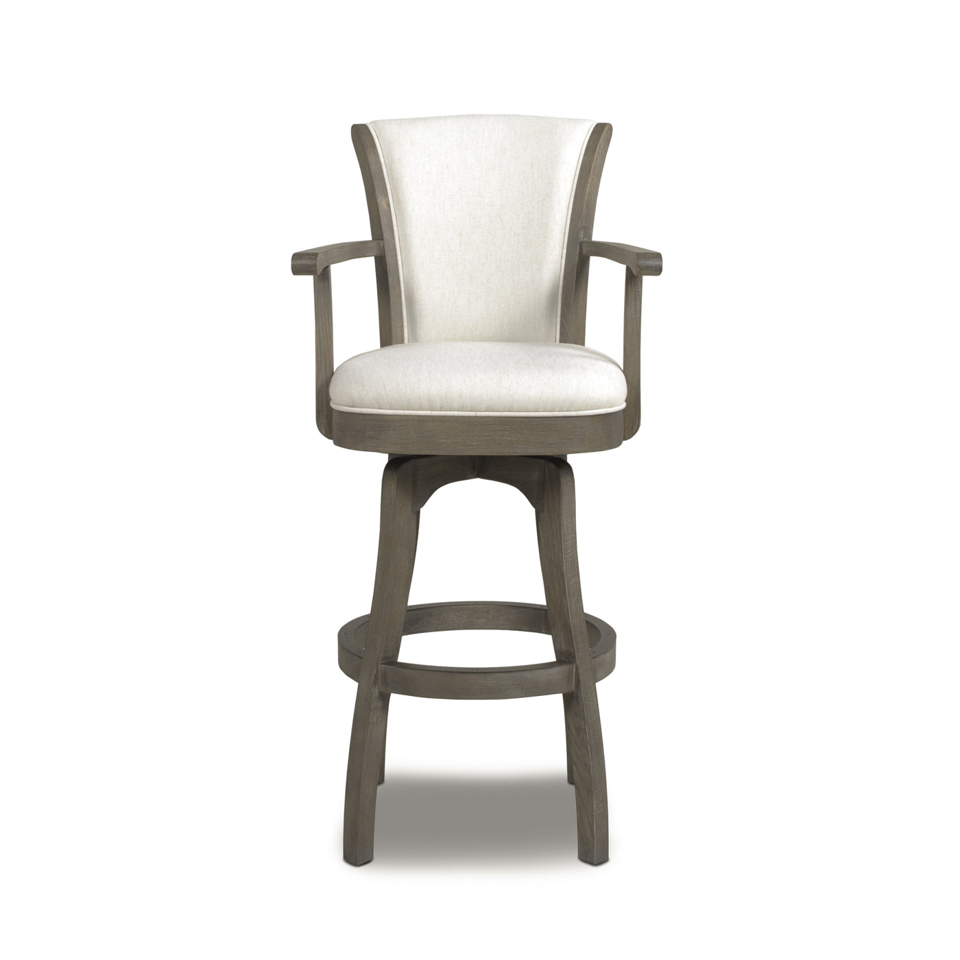 Williams 31 Swivel Bar Stool With Armrests, Natural White Linen White Foam Linen