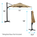 11 Ft Cantilever Patio Umbrella, Round Outdoor Offset Umbrella With 360 Rotation & Tilt Adjustment Without Base Khaki Khaki Fabric