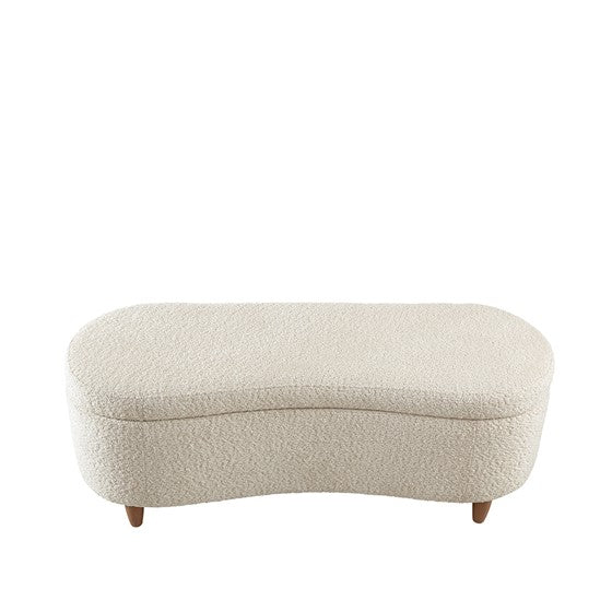 Boucle Flip Top Storage Bench Cream See Below Cream Wood