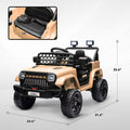 Qaba 12V Ride On Truck, Battery Powered Kids Electric Car Utv With 4 Suspension Wheels, Remote Control, 3 Speeds, Led Headlights, Horn, Usb Music, Khaki Khaki Plastic