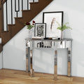 Mirrored Half Moon Console Table, Hd Glass Entryway Table With 1 Drawer, 39