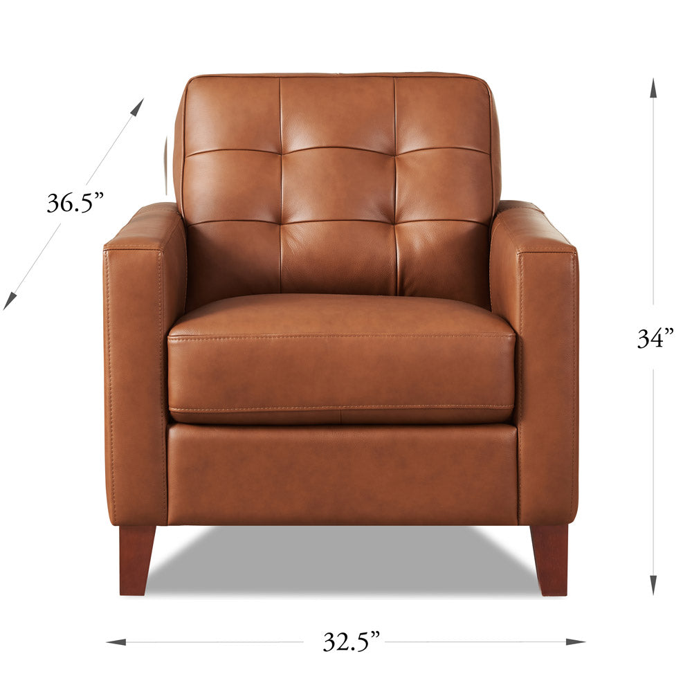 Aiden Leather Chair Brown Memory Foam Genuine Leather