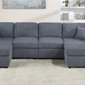 Stunning Modern Dark Gray 2Pc Sectional Set Corduroy Couch Laf And Raf Chaise Armless Loveseat Living Room Furniture Dark Gray Primary Living Space Cushion Back Contemporary,Modern U Shaped Rubberwood Corduroy 6 Seat