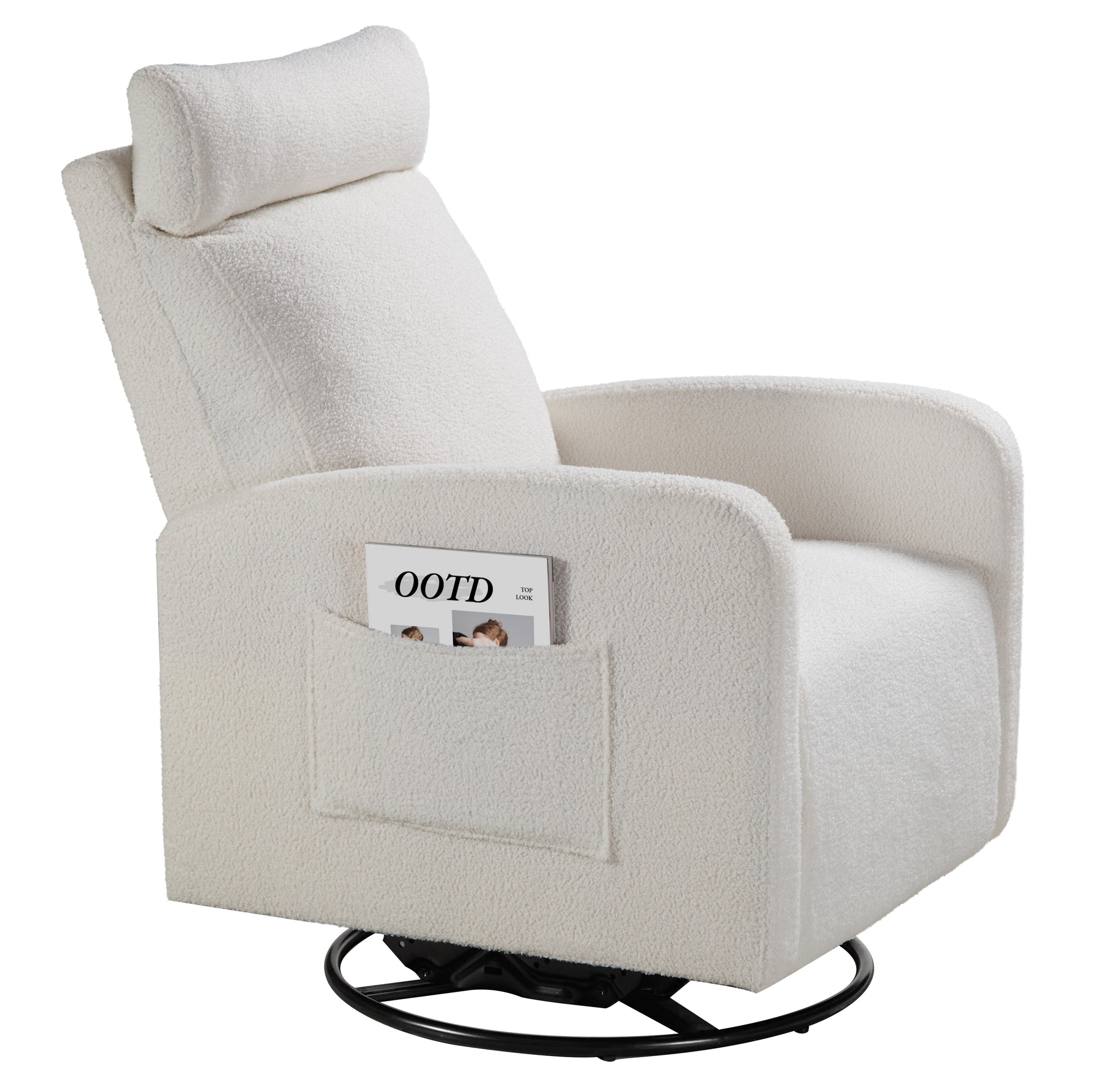 Swivel Upholstered Manual Recliner Chair Theater Recliner Sofa 360 Degree Nursery Glider Rocker For Living Room, Beige Beige Velvet Velvet 1 Seat