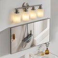 Modern 4 Light Vanity Wall Sconce, Brushed Nickel Finish With Frosted Glass Shades For Bathroom Or Hallway Lighting No Bulbs Brushed Nickel Glass,Iron