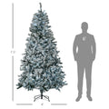 Homcom 7.5' Flocked Artificial Christmas Tree With Cold White Led Lights Green Plastic