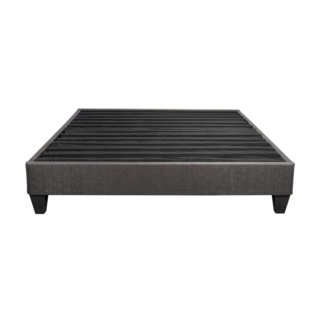 Contemporary 14 In. Platform Mattress Foundation, Queen Size Upholstered Bed Frame Base, Dark Gray Box Spring Not Required Queen Dark Gray Wood Contemporary Bed Frame Polyester Polyester Plywood