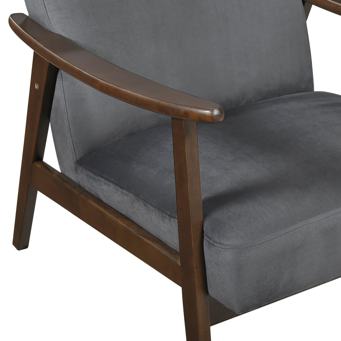 Mid Century Modern Design 1Pc Accent Chair Dark Gray Velvet Upholstery Dark Walnut Finish Wood, High Resiliency Foam Cushions Dark Gray Primary Living Space Mid Century Modern Solid Wood
