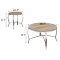 Weathered Light Oak And Chrome 3 Piece Occasional Set Oak Silver Primary Living Space Contemporary,Traditional Round Coffee & End Tables Round Wood Metal