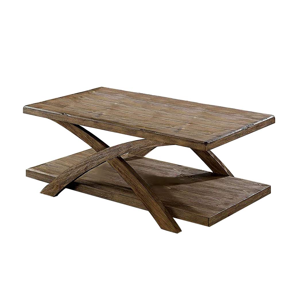 Transitional 3Pc Table Set Occasional Tables Living Room 1X Coffee Table And 2X End Tables Plank Style Top Antique Light Oak Light Oak Primary Living Space Antique,Contemporary,Modern,Rustic,Transitional Rubberwood Open Storage Rectangular Coffee & End