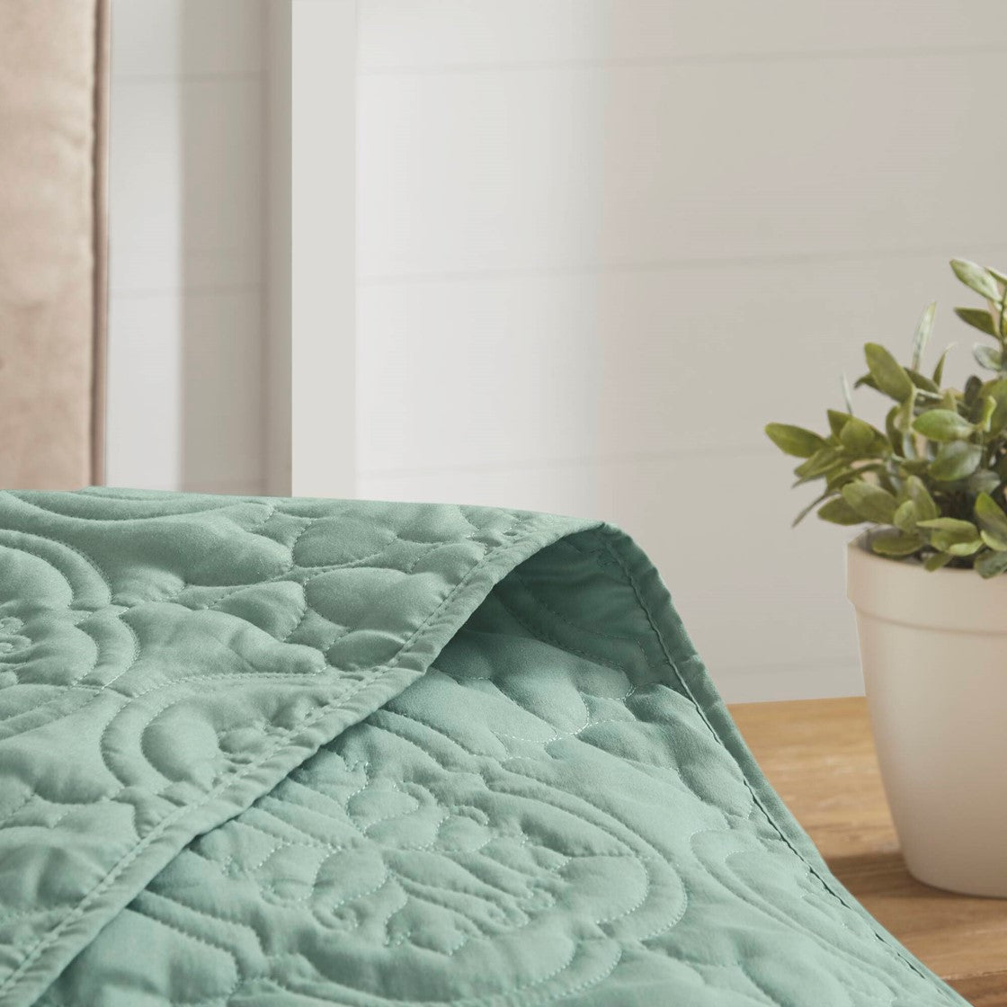 3 Piece Reversible Bedspread Set Seafoam King Cal King King Green Microfiber