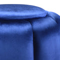 Blue Round Ottoman Blue Velvet Wood Primary Living Space Solid Blue Luxury Round Armless Velvet