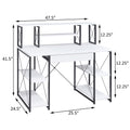 White And Black Office Desk With Open Shelves And Hutch White Black Writting Desk Office Rectangular Shelves Wood Metal Sled