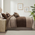 7 Piece Faux Suede Comforter Set Brown King King Brown Polyester
