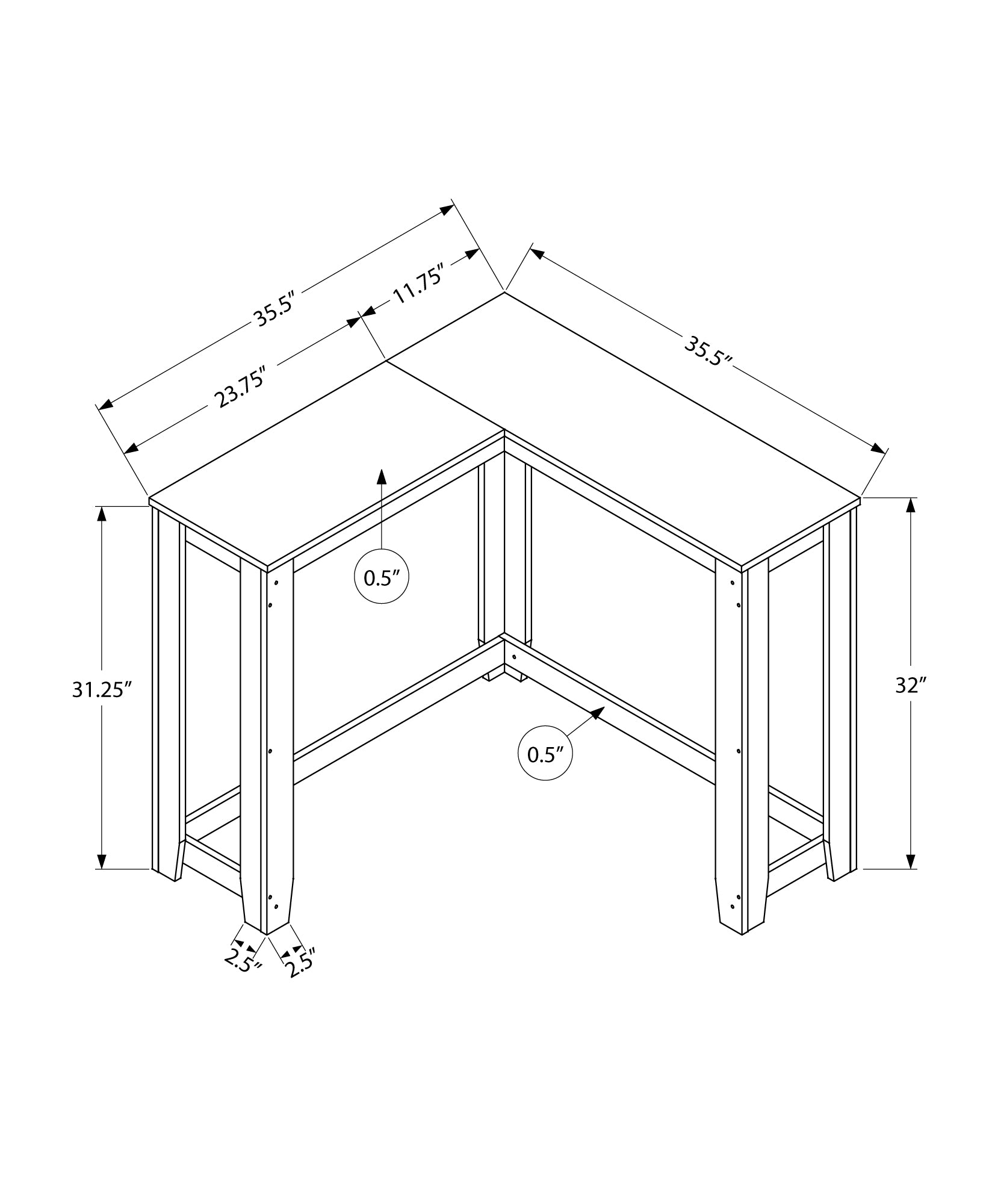 Accent Table, Console, Entryway, Narrow, Corner, Living Room, Bedroom, Grey Laminate, Contemporary, Modern Grey Particle Board