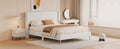 Queen Size Corduroy Platform Bed With Metal Legs, Beige Old Sku:Wf300238Aaa Queen Beige Corduroy