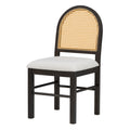 5 Piece Retro Functional Dining Set With 1 Extendable Dining Table And 4 Upholstered Chairs With Rattan Backrests For Dining Room And Kitchen Espresso Espresso Solid Wood Mdf