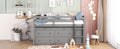 Full Size Loft Bed With Retractable Writing Desk And 4 Drawers, Wooden Loft Bed With Lateral Portable Desk And Shelves, Gray Full Gray Solid Wood Mdf