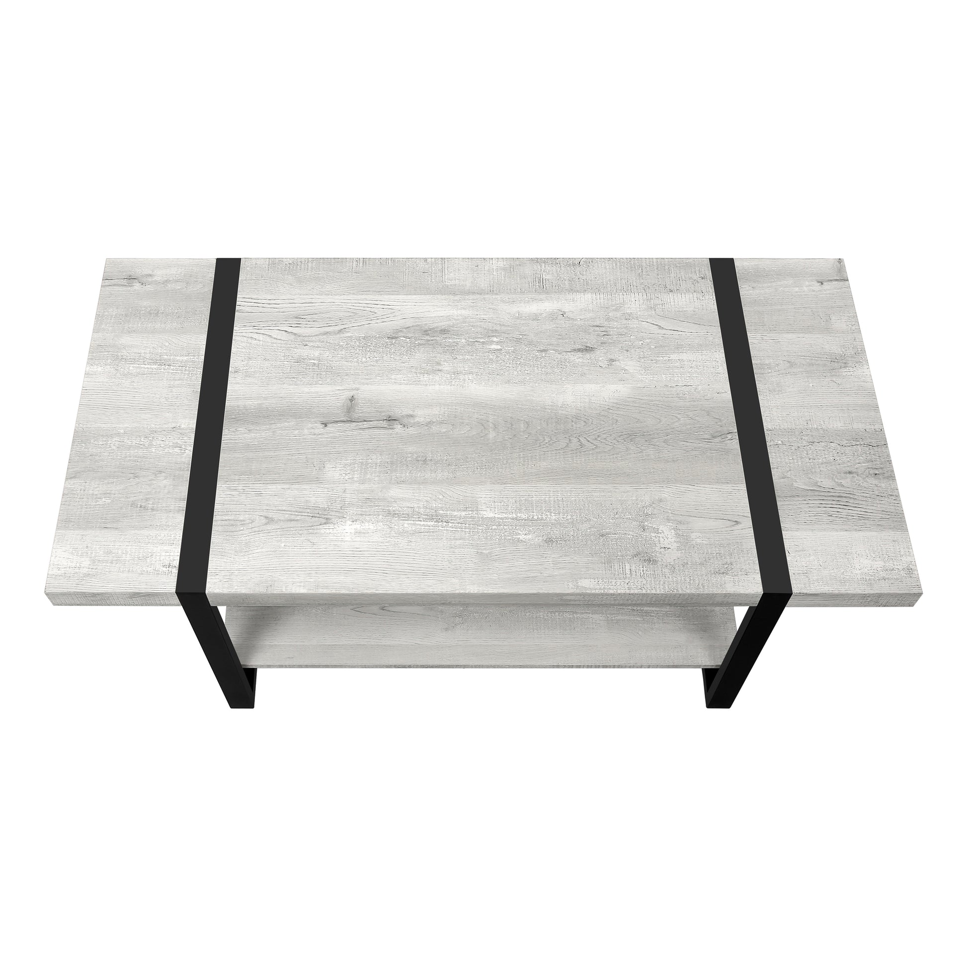 Coffee Table, Accent, Cocktail, Rectangular, Living Room, 48"L, Grey Laminate, Black Metal, Contemporary, Modern Grey Mdf