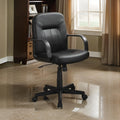 Medium Back Office Leather Chair, Black Black Polyurethane