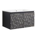 30'' Floating Wall Mounted Bathroom Vanity With Ceramics Sink & Soft Close Cabinet Door, Kd Package Black Bathroom Modern Plywood