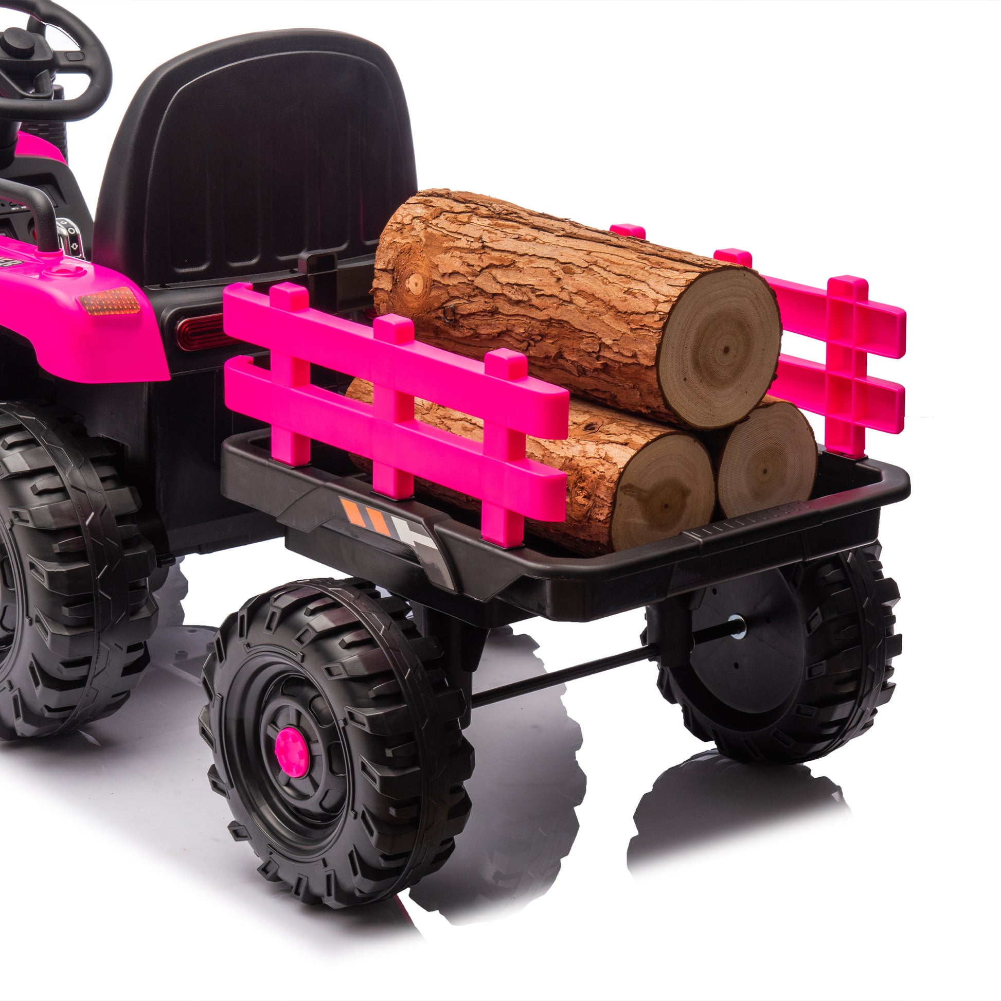 Ride On Tractor With Trailer,24V 400W Powered Electric Tractor Toy W Remote Control,Electric Car For Kids,Three Speed Adjustable,Power Display, Usb,Mp3 ,Bluetooth,Led Light,Two Point Safety Belt. Rose Pink 50 99 Lbs Polypropylene