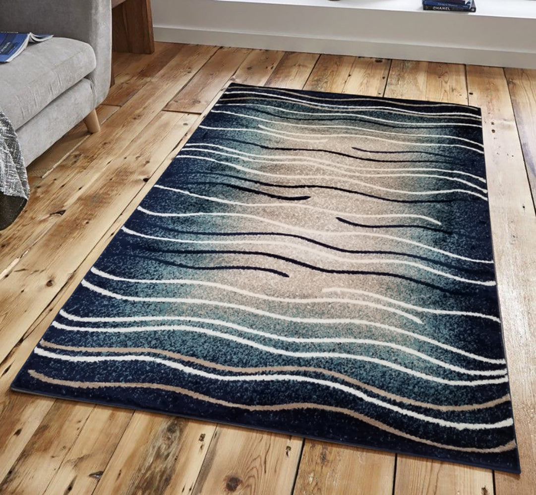 Jersey Area Rugs, Carpets For Livingroom, 5X7 Area Rugs ,3001 Blue Rectangle 5&7 Blue Contemporary Abstract Polypropylene