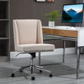Vinsetto Mid Back Home Office Chair, Task Chair With Tilt, 360 Swivel, Padded Desk Chair With Adjustable Height, Beige Beige Steel