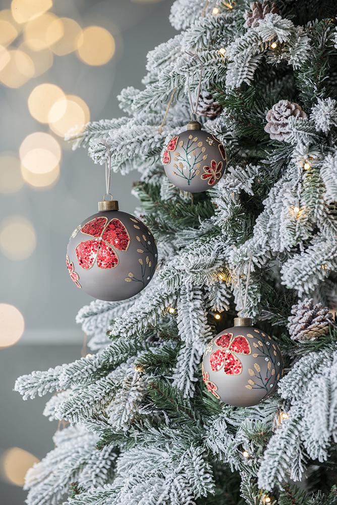 D3.9" Christmas Ball Ornaments, Glass Decorative Hanging Ball Christmas Tree Ornaments For Holiday Party Decorations, Set Of 6 Multi Glass