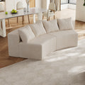 Corduroy Curved Sectional Sofa With Four Pillows,Curved Symmetrical Modular Semi Circular Sofa Sectional For Bedroom, Living Room, Office For Leisure Or Nap, Reading Room, And Lobby Two Modules
