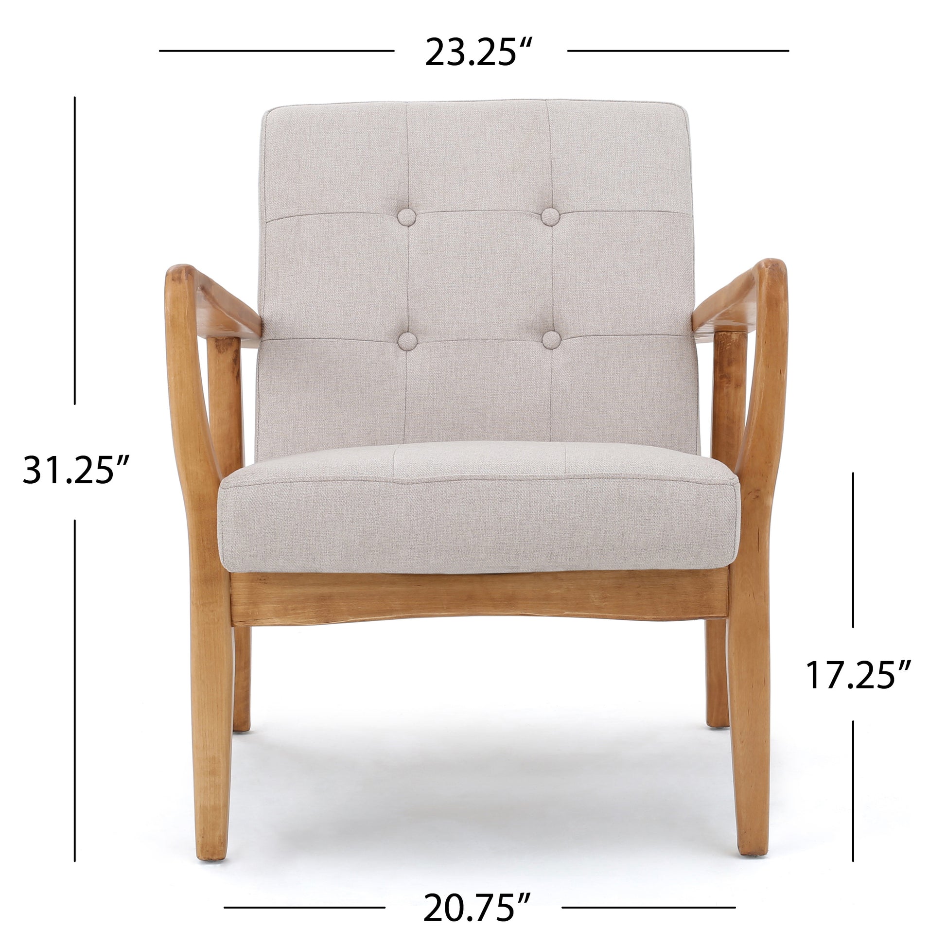 Beige Fabric Mid Century Modern Club Chair Beige Fabric