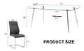 Table And Chair Set.Modern Rectangular Glass Dining Table With A Tempered Glass Tabletop And Silver Metal Legs, Paired With Multiple Chairs Designed With Pu Cushions And Silver Metal Legs. Black Silver Seats 8 Tempered Glass